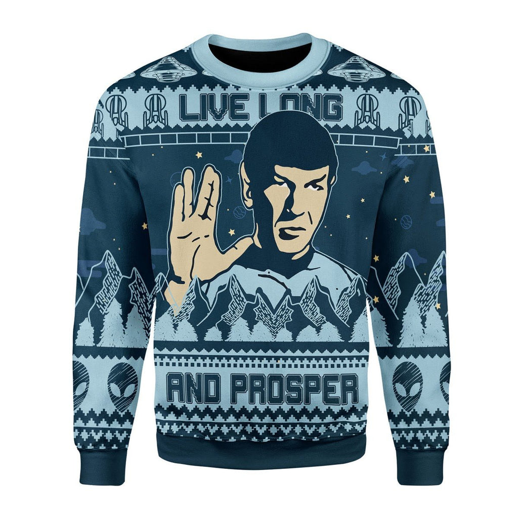 Gearhomies Christmas Unisex Sweater Live Long And Prosper Ugly Christmas 3D Apparel