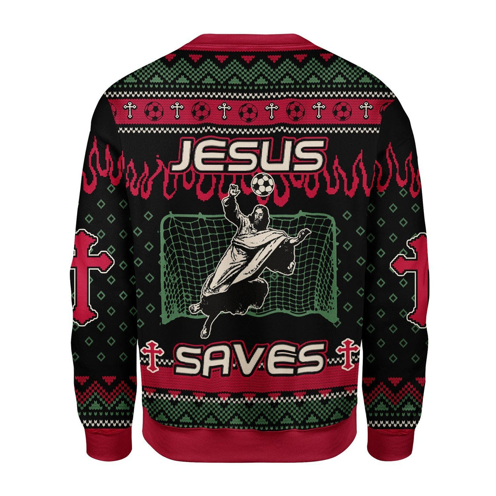 Gearhomies Christmas Unisex Sweater Jesus Saves Football 3D Apparel
