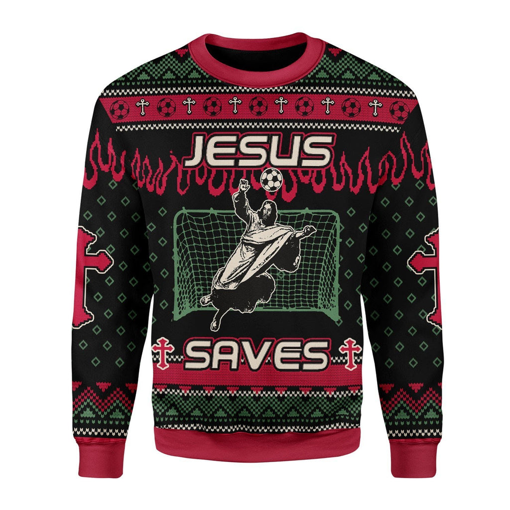 Gearhomies Christmas Unisex Sweater Jesus Saves Football 3D Apparel