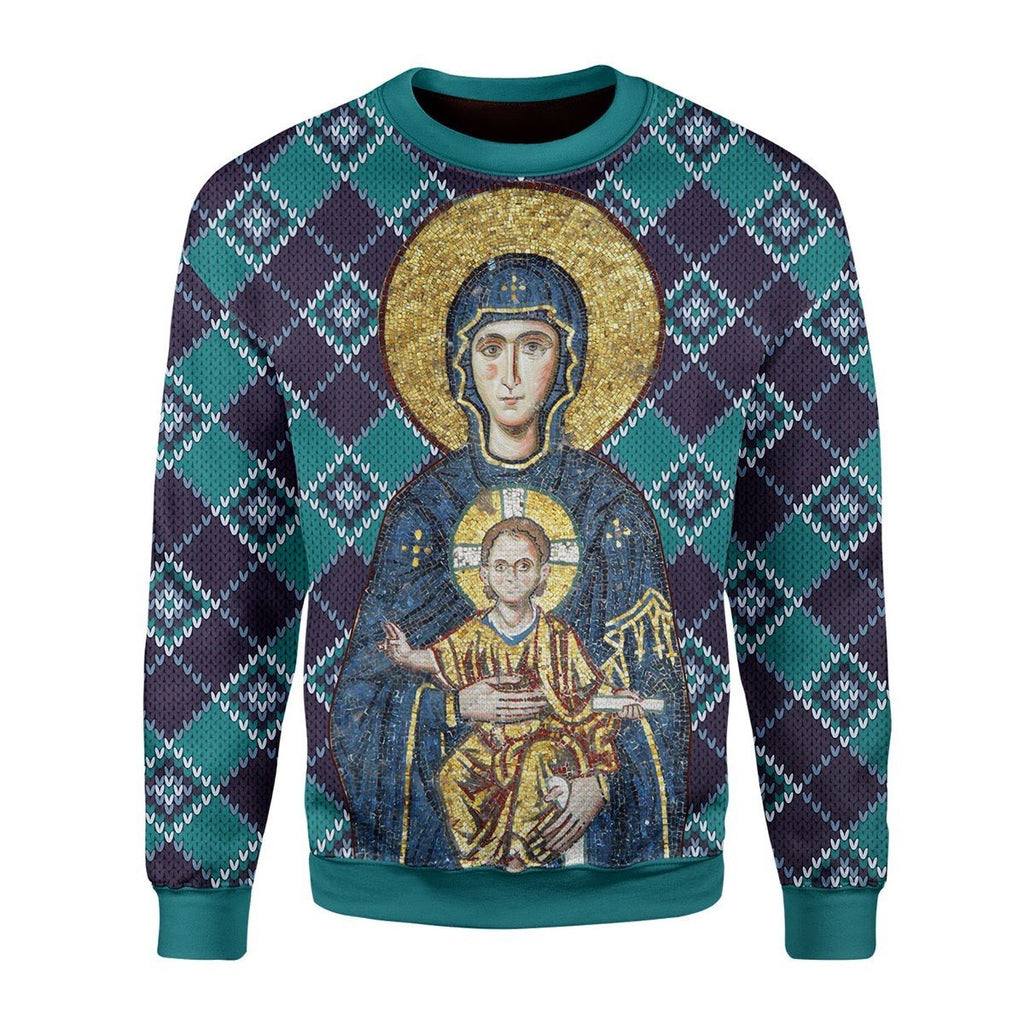 Gearhomies Christmas Unisex Sweater Maria And Jesus In Eastern Orthodox Christmas 3D Apparel