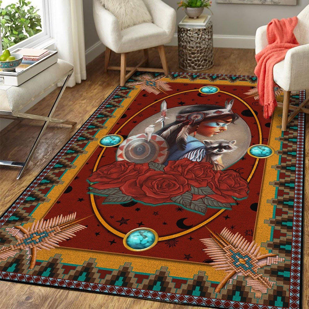 Native American Girl Rug - CustomsPig