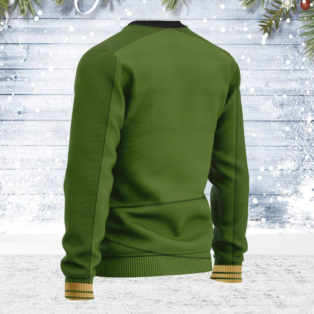 Captain Pike Green Themed Costume Christmas Wool Sweater - CustomsPig.com