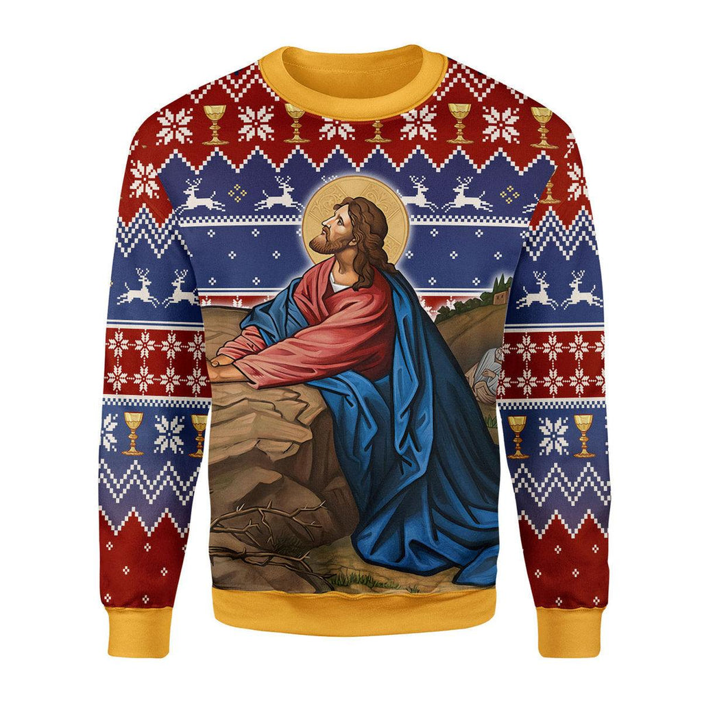 CustomsPig Prayer in the Garden Artwork Christmas Sweater - CustomsPig.com