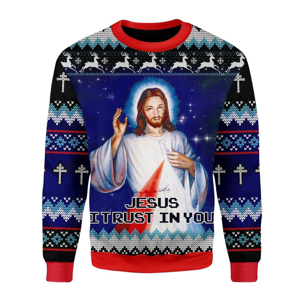 Jesus I Trust In You Christmas Sweater - CustomsPig