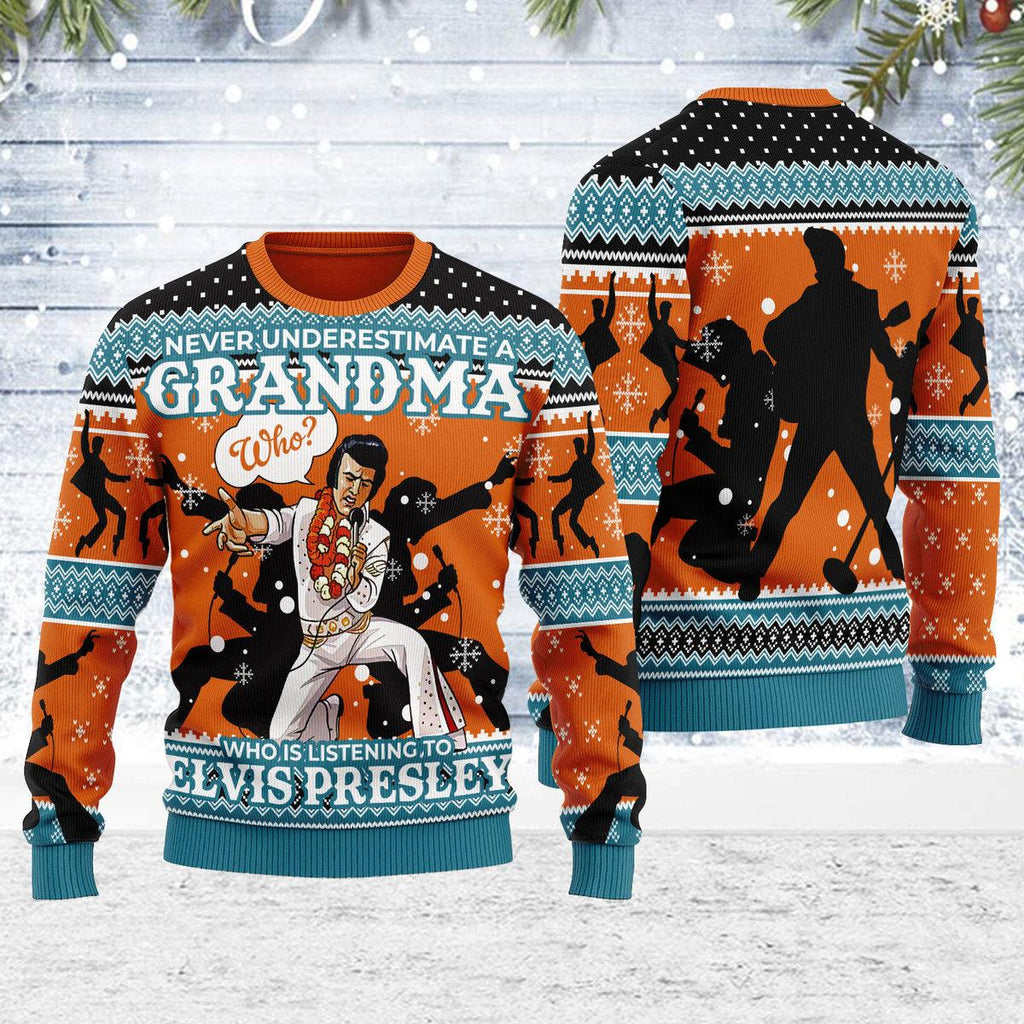 CustomsPig Who is Listening to Elvis Christmas Ugly Sweater - CustomsPig.com