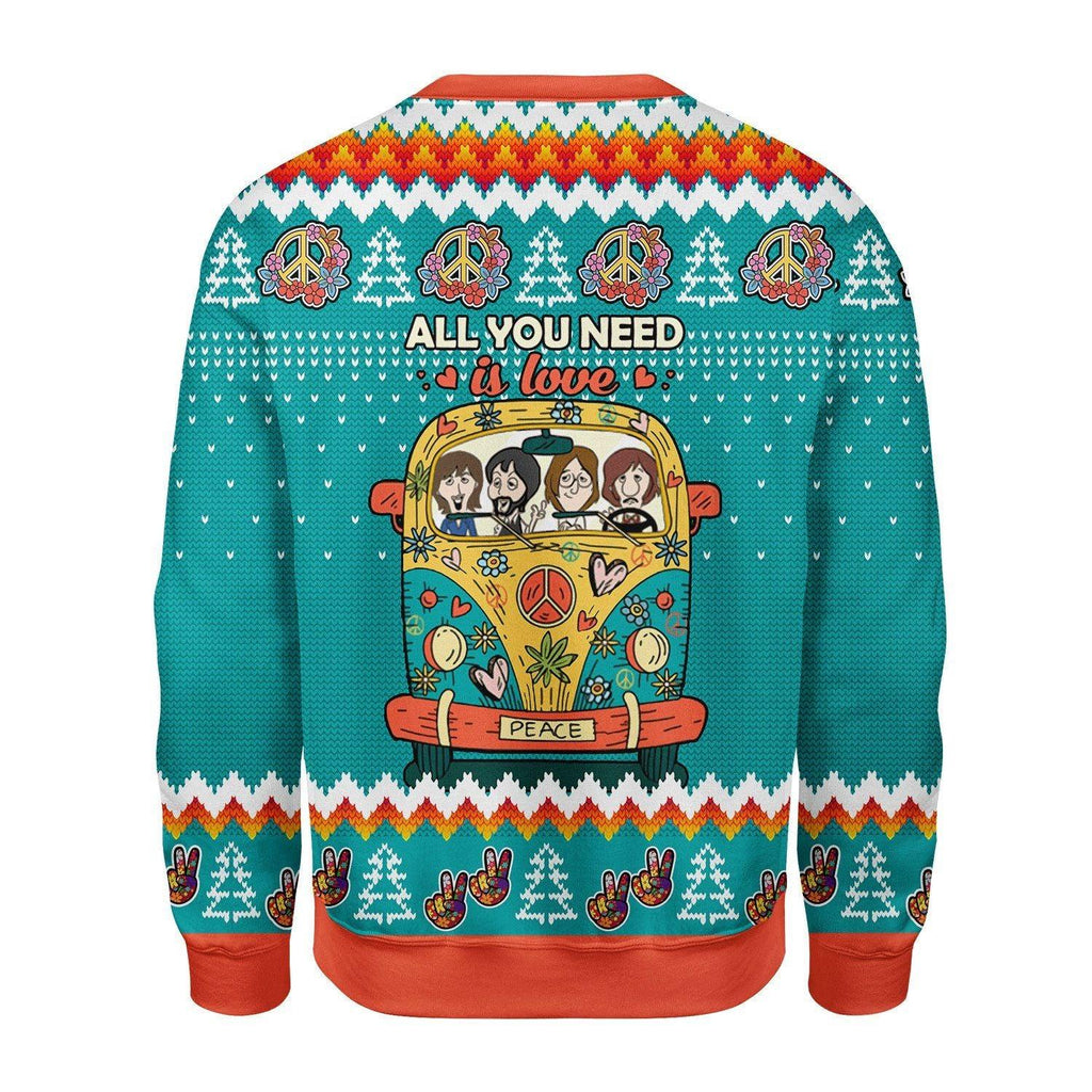 All You Need Is Love Hippie Ugly Christmas Sweater - DucG