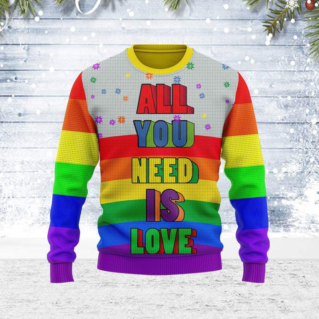 All You Need Is Love LGBT Ugly Christmas Sweater - CustomsPig