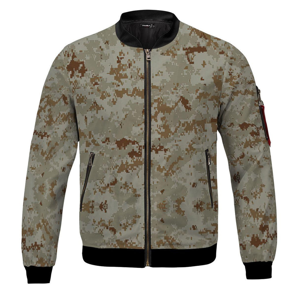 American Marine Pattern Desert CAMO Bomber Jacket - CustomsPig