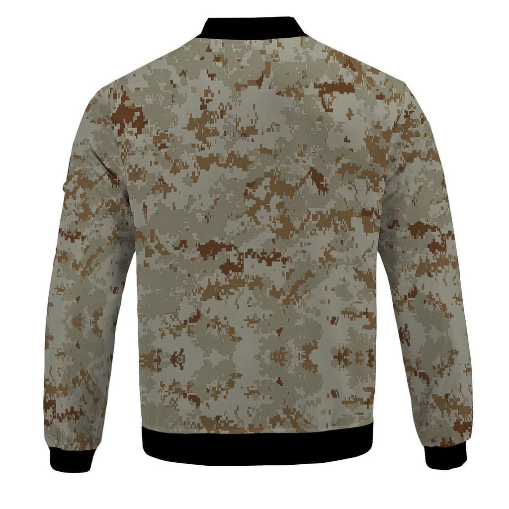 American Marine Pattern Desert CAMO Bomber Jacket - CustomsPig