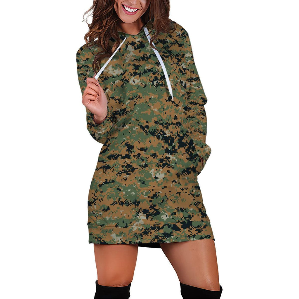 American MARPAT Marine pattern Woodland Camo Dress Hoodie - CustomsPig