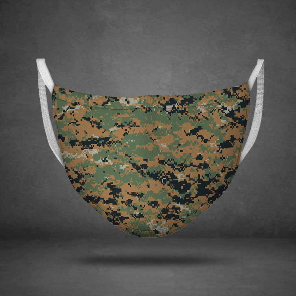 American Marpat Marine pattern Woodland Camo Face Mask - CustomsPig