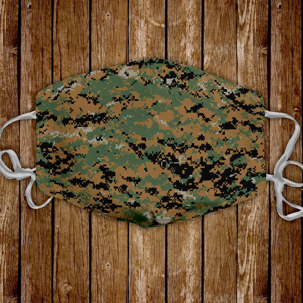 American Marpat Marine pattern Woodland Camo Face Mask - CustomsPig