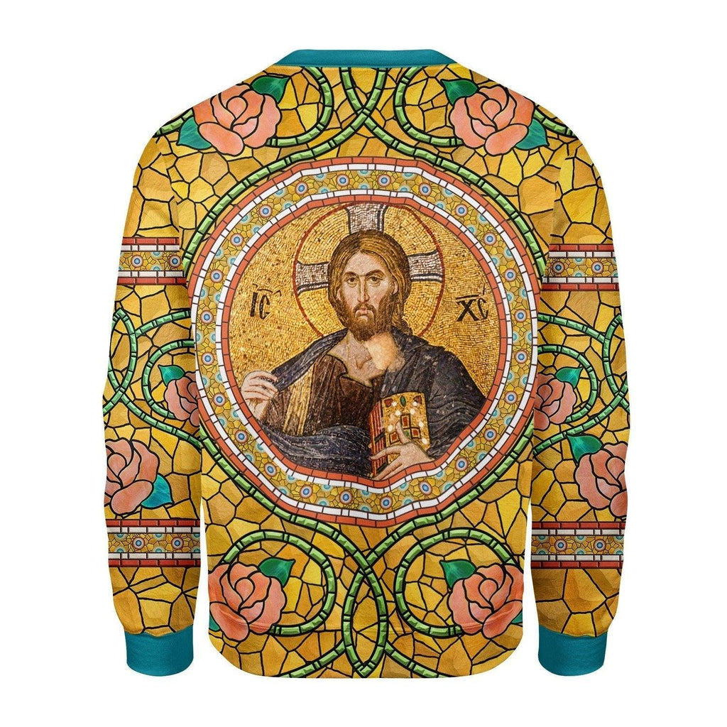 Golden Pattern Jesus Christ Sweatshirt - CustomsPig