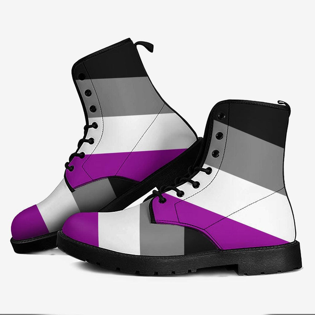 Asexual Pride Flag Leather Boots - CustomsPig