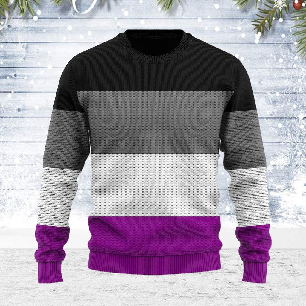 Asexual Pride Flag Ugly Christmas Sweater - CustomsPig