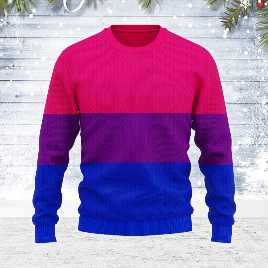 Bisexual Flag Ugly Christmas Sweater - CustomsPig