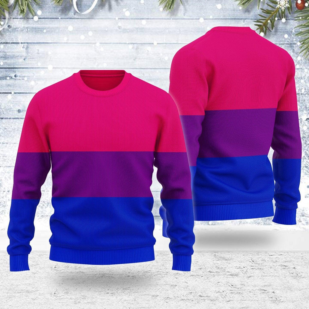 Bisexual Flag Ugly Christmas Sweater - CustomsPig