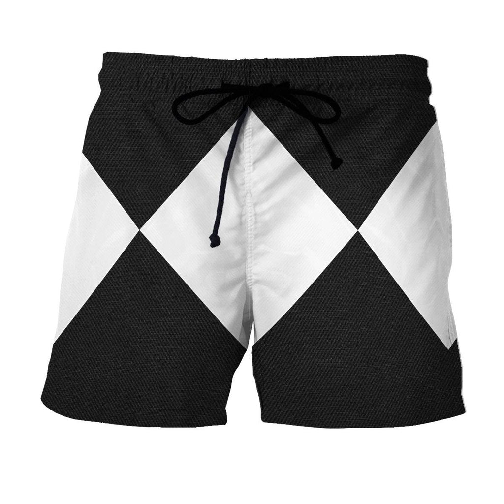 Black Ranger Mighty Morphin Hawaiian Shirt Beach Shorts - CustomsPig.com