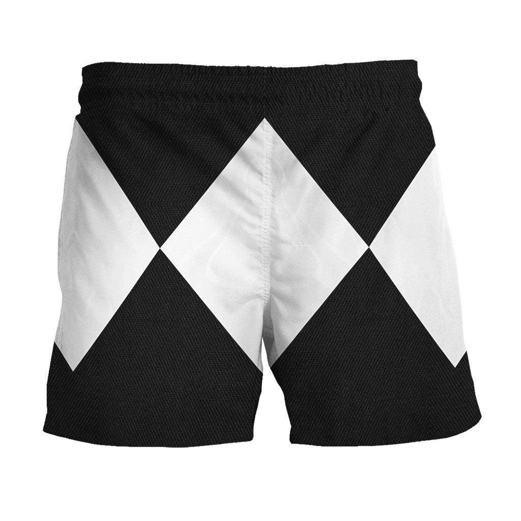 Black Ranger Mighty Morphin Hawaiian Shirt Beach Shorts - CustomsPig.com