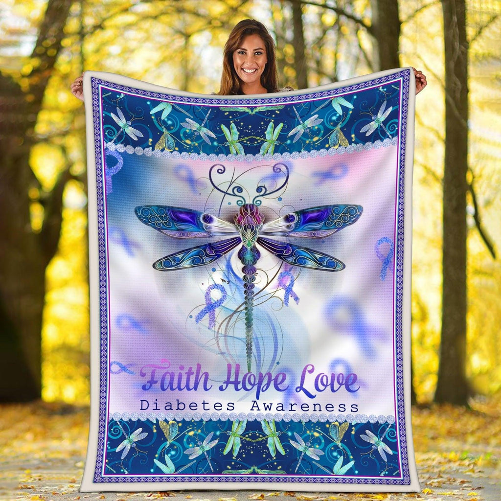 Blanket Dragonfly Diabetes Awareness - CustomsPig