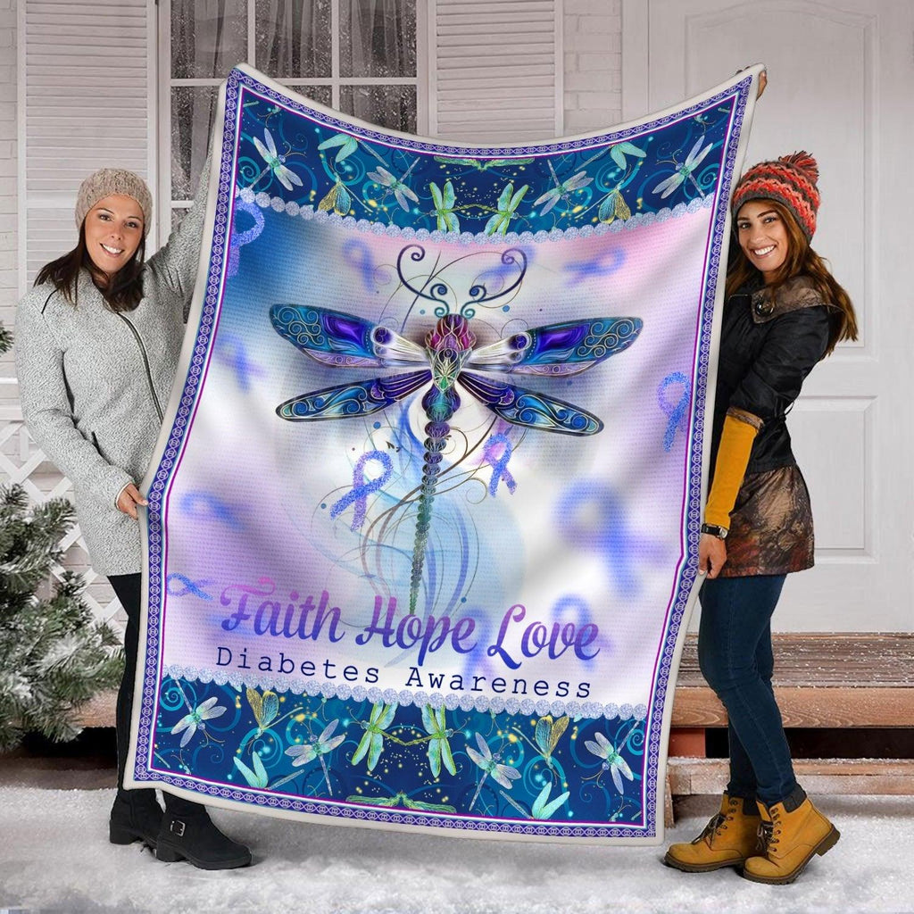 Blanket Dragonfly Diabetes Awareness - CustomsPig