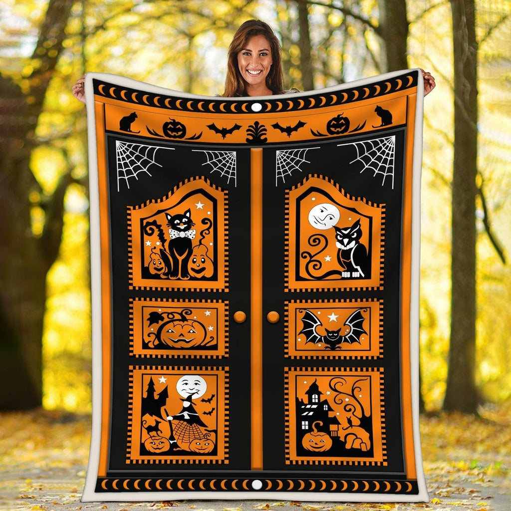 Blanket Halloween Black Cat Pumpkin - CustomsPig