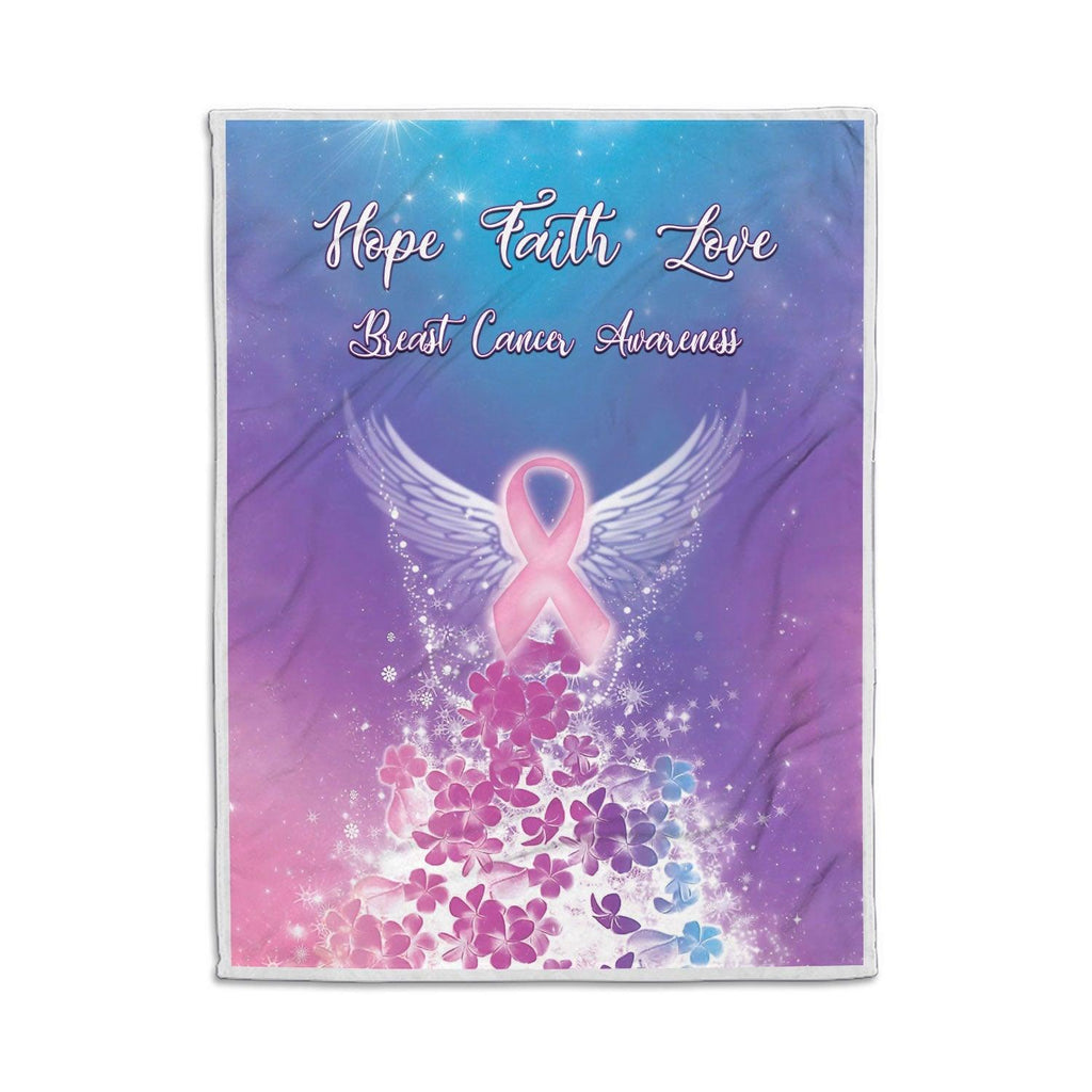 Blanket Hope Faith Love Breast Cancer Awareness - CustomsPig