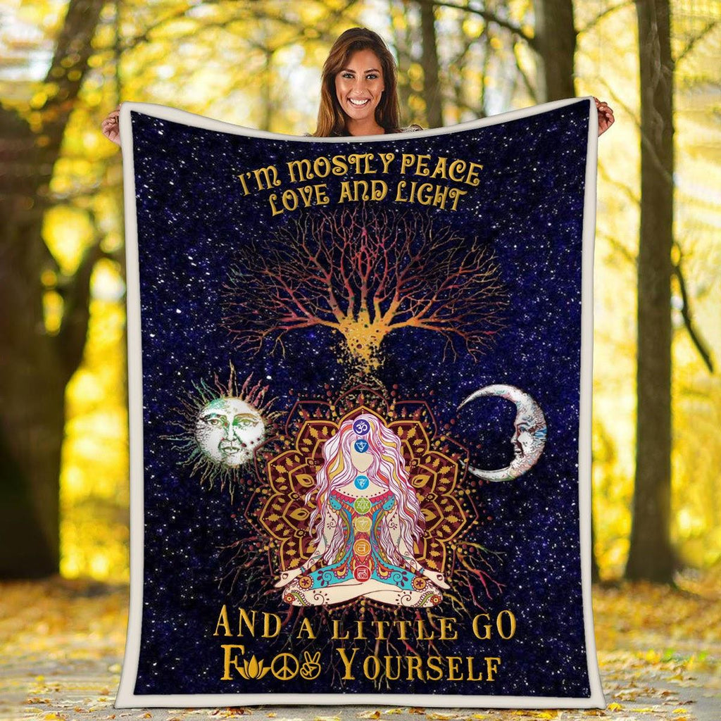 Blanket I'm Mostly Peace Love And Light And A Little Go Face Yourself - CustomsPig