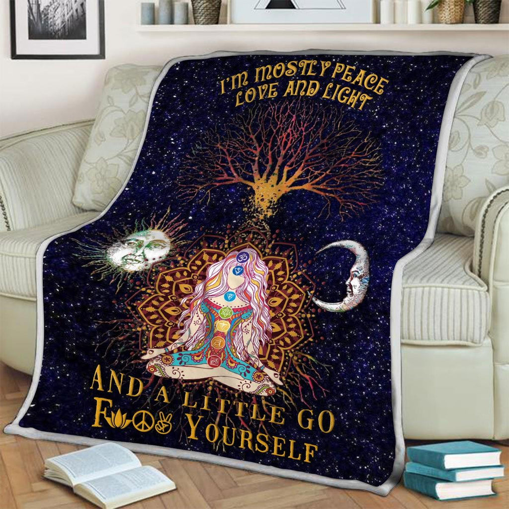 Blanket I'm Mostly Peace Love And Light And A Little Go Face Yourself - CustomsPig