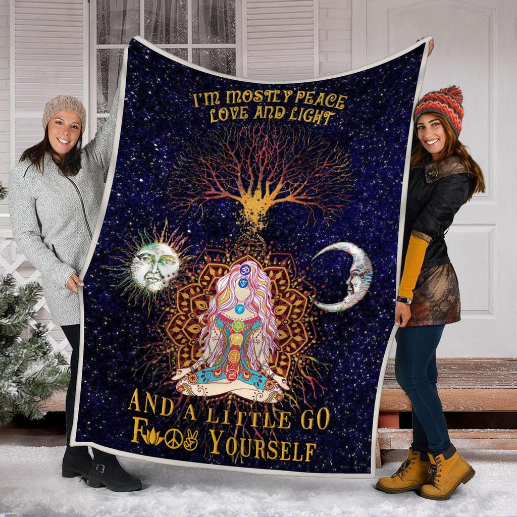 Blanket I'm Mostly Peace Love And Light And A Little Go Face Yourself - CustomsPig