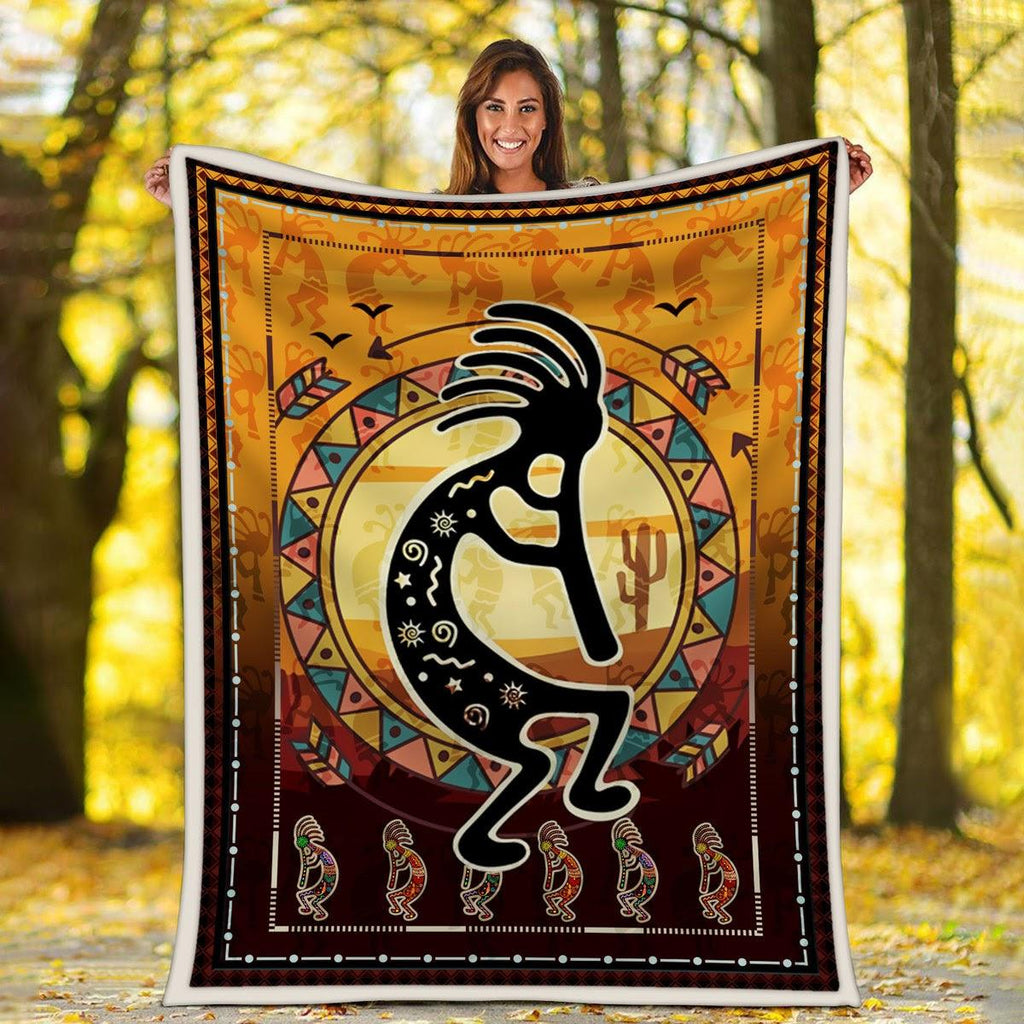 Blanket Kokopelli Playing Flute Primitive Southwest - CustomsPig