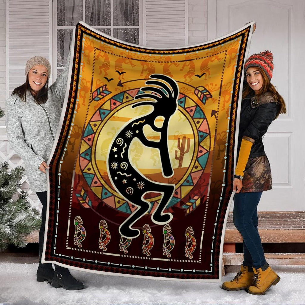 Blanket Kokopelli Playing Flute Primitive Southwest - CustomsPig