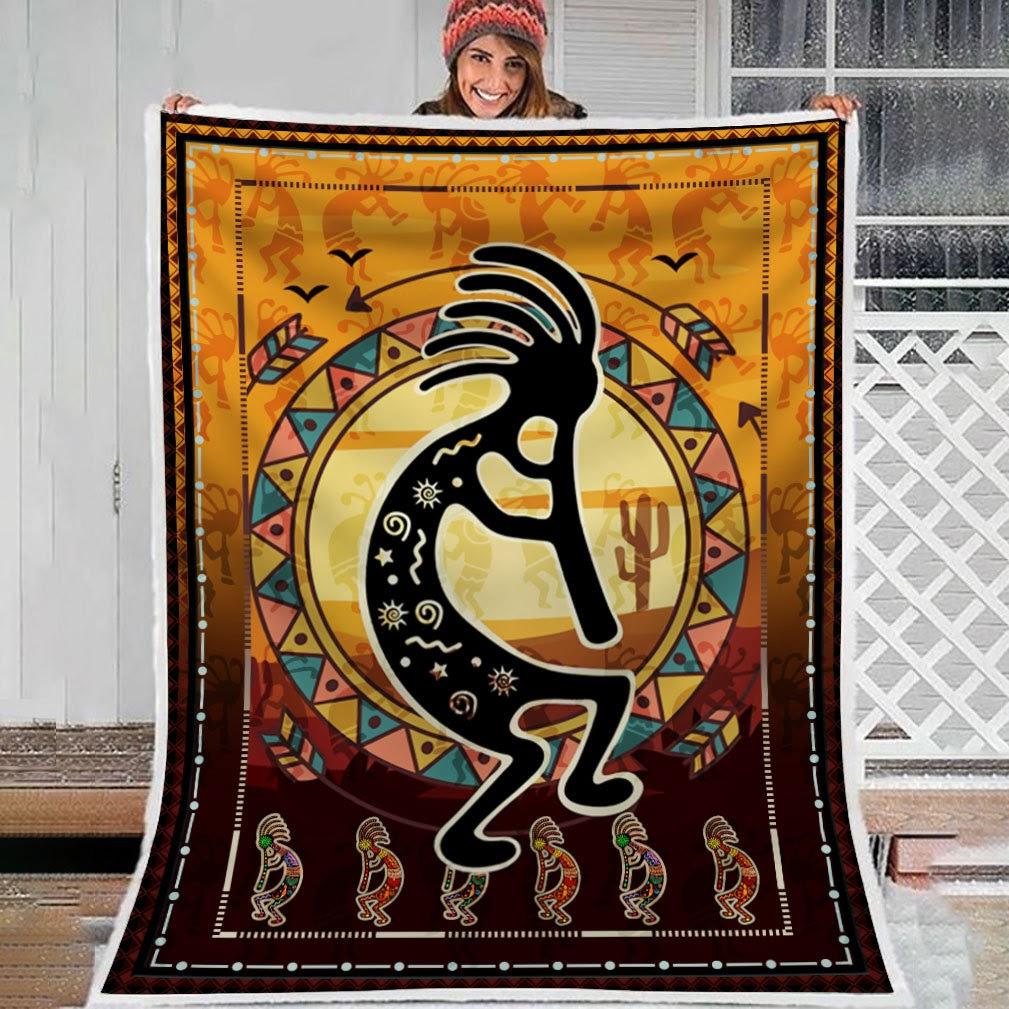 Blanket Kokopelli Playing Flute Primitive Southwest - CustomsPig