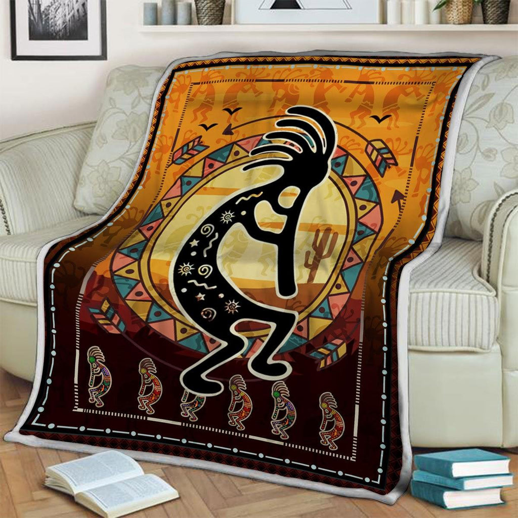 Blanket Kokopelli Playing Flute Primitive Southwest - CustomsPig