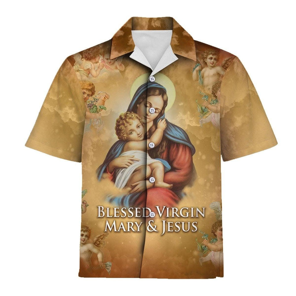 Blessed Virgin Mary & Jesus Hawaiian Shirt -  CustomsPig.com