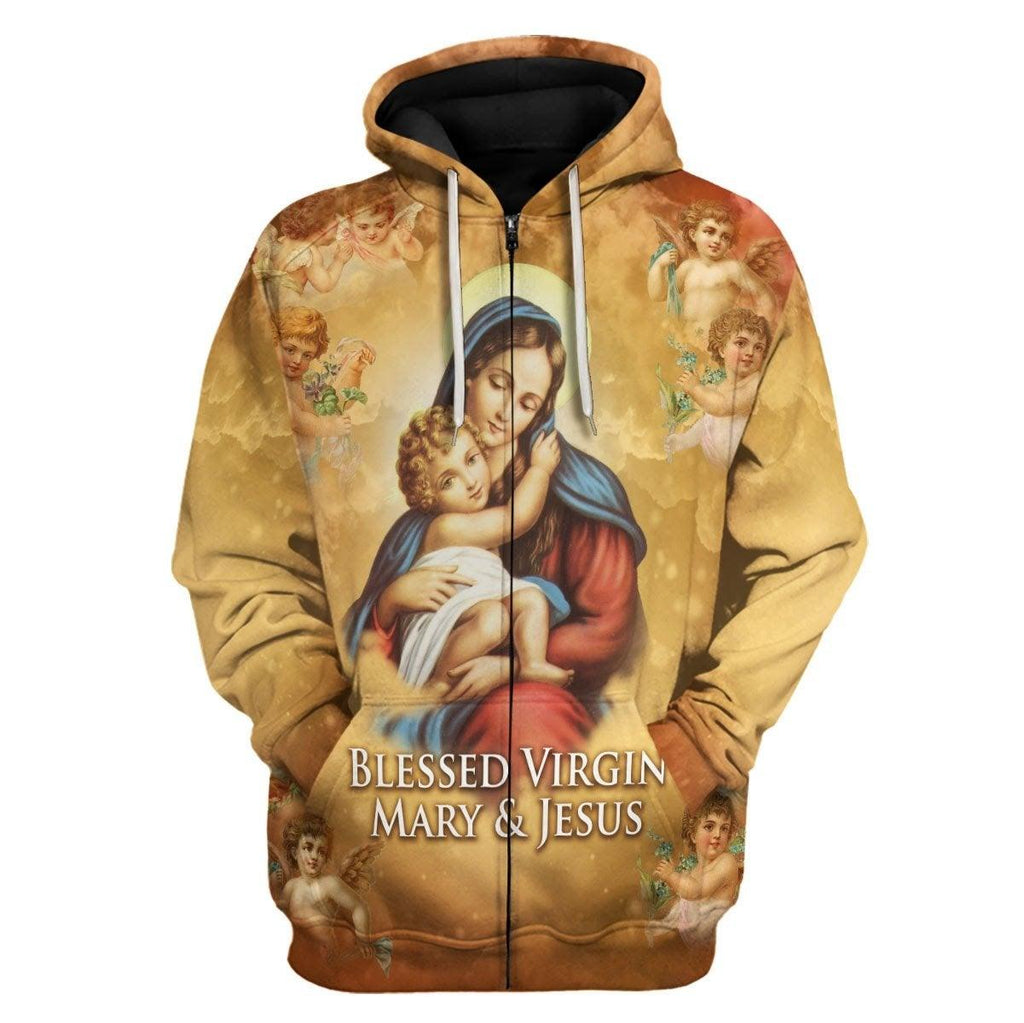 Blessed Virgin Mary & Jesus Hoodie - CustomsPig