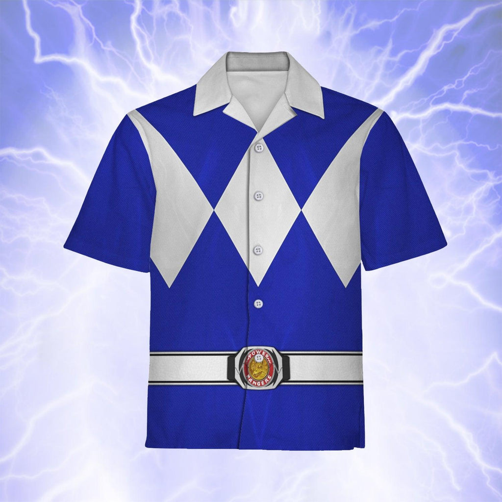 Blue Ranger Mighty Morphin Hawaiian Shirt Beach Shorts - CustomsPig.com