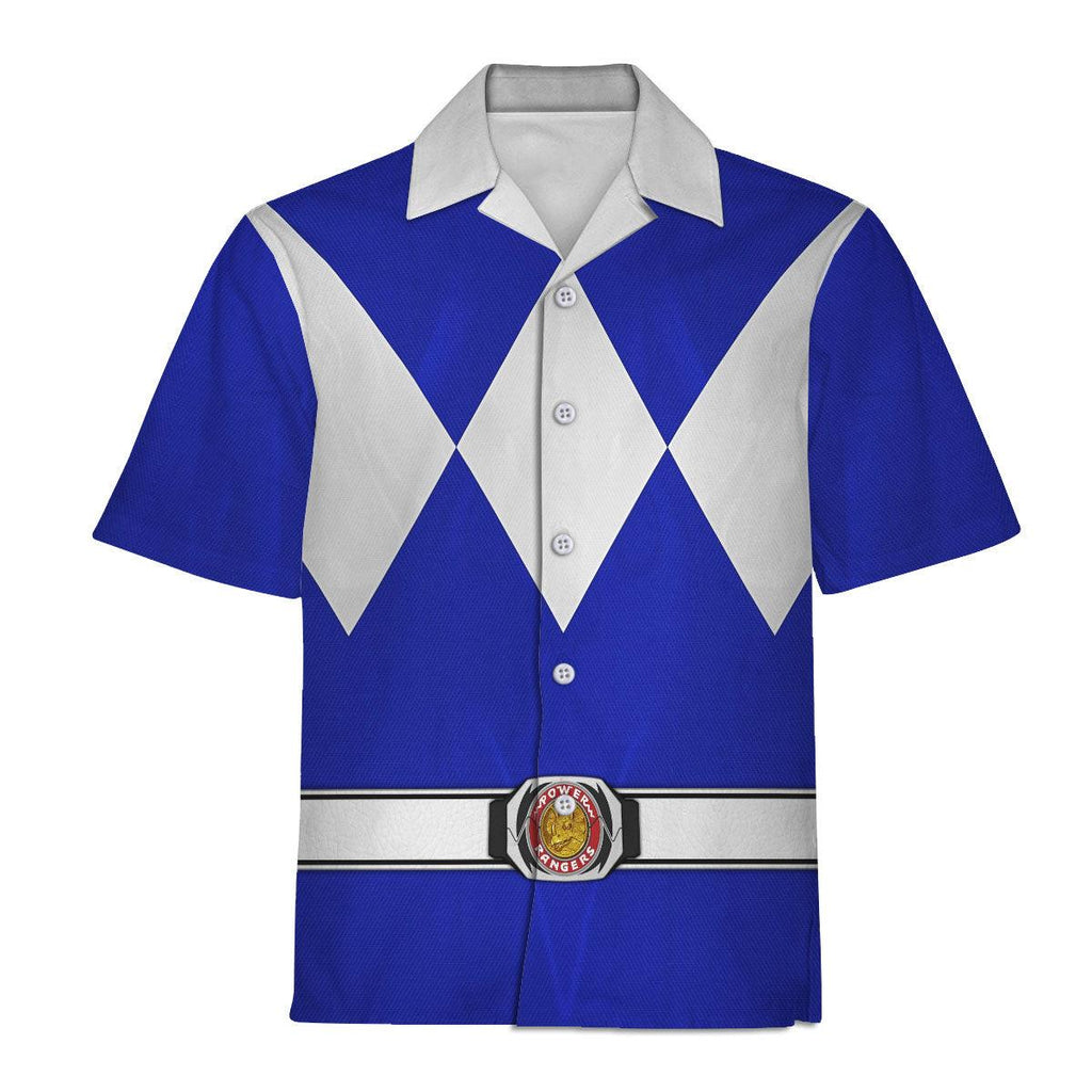 Blue Ranger Mighty Morphin Hawaiian Shirt Beach Shorts - CustomsPig.com