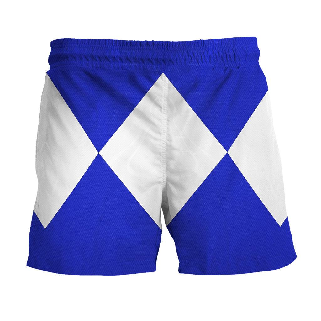 Blue Ranger Mighty Morphin Hawaiian Shirt Beach Shorts - CustomsPig.com