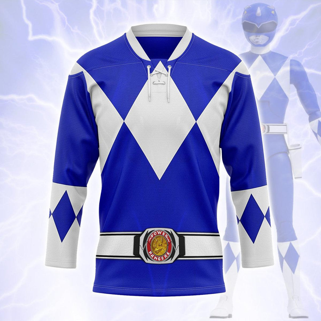 Blue Ranger Mighty Morphin Hockey Jersey -  CustomsPig.com