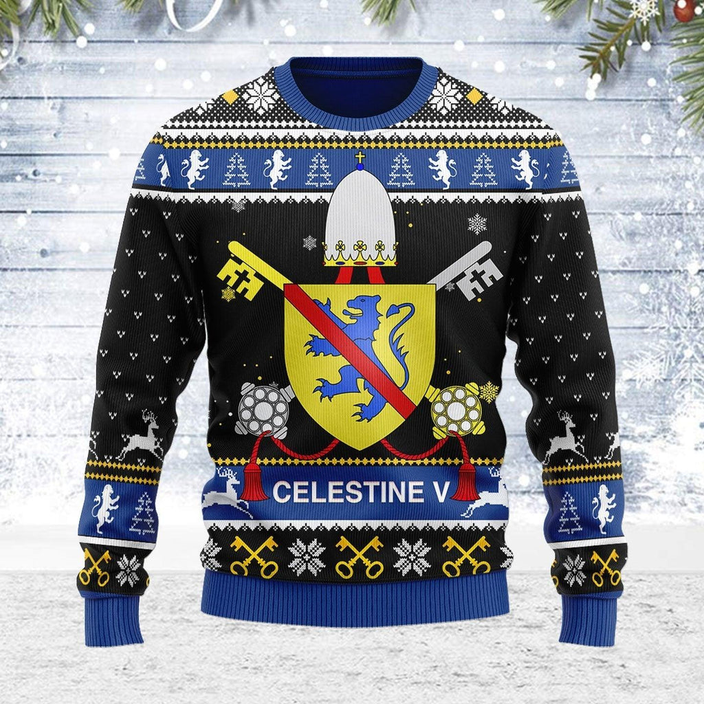 Celestine V Coat of Arms Ugly Christmas Sweater - CustomsPig