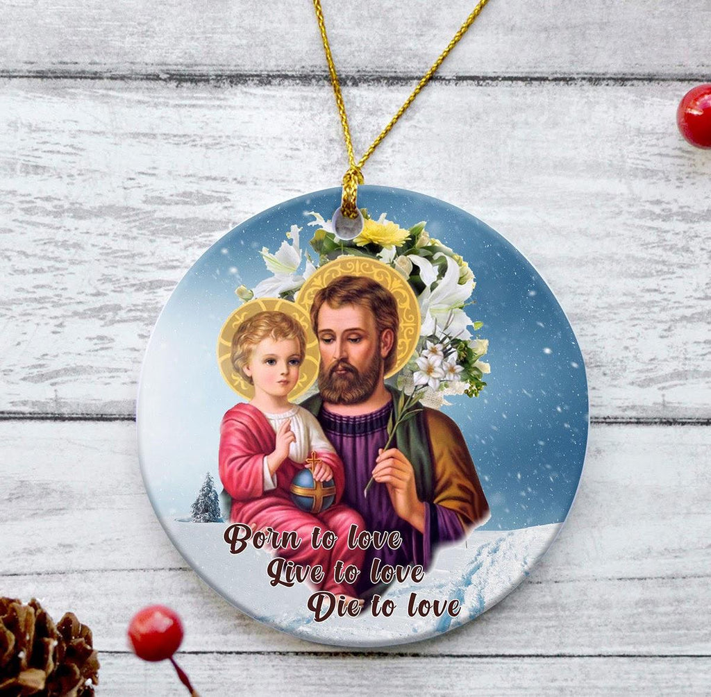 Ceramic Ornament Saint Joseph And Jesus - CustomsPig