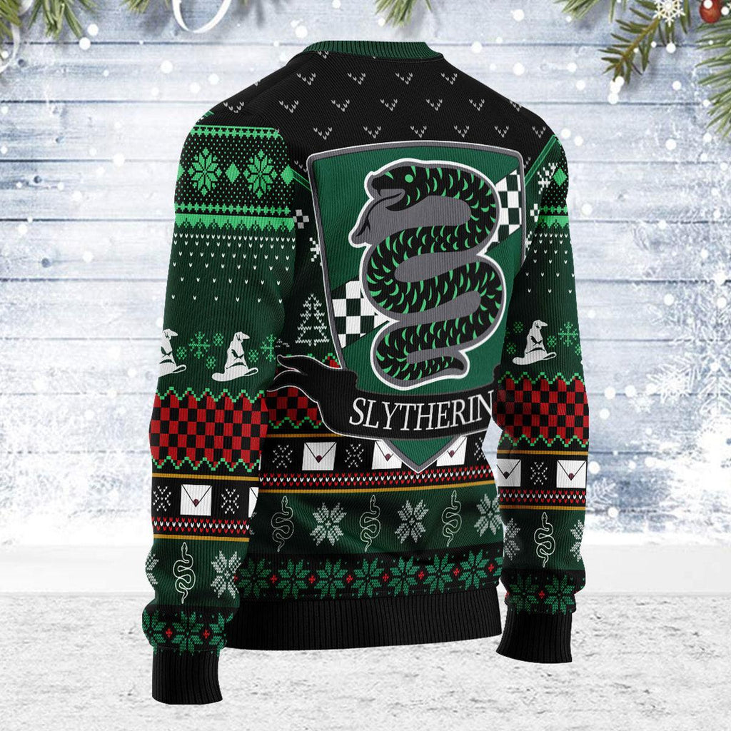 CCustomsPig Slytherin Round The Christmas Tree Christmas Sweater - CustomsPig.com