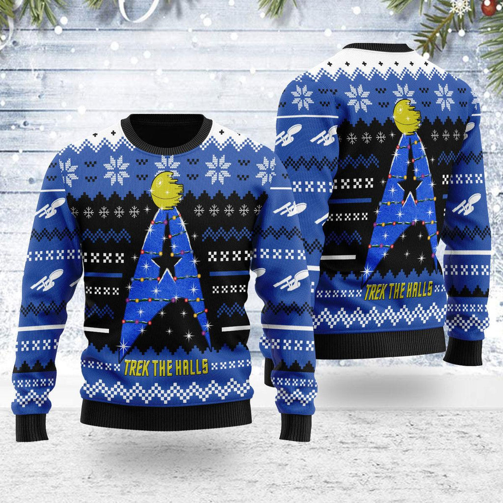 Christmas Sweater Star Trek The Halls Blue - CustomsPig.com