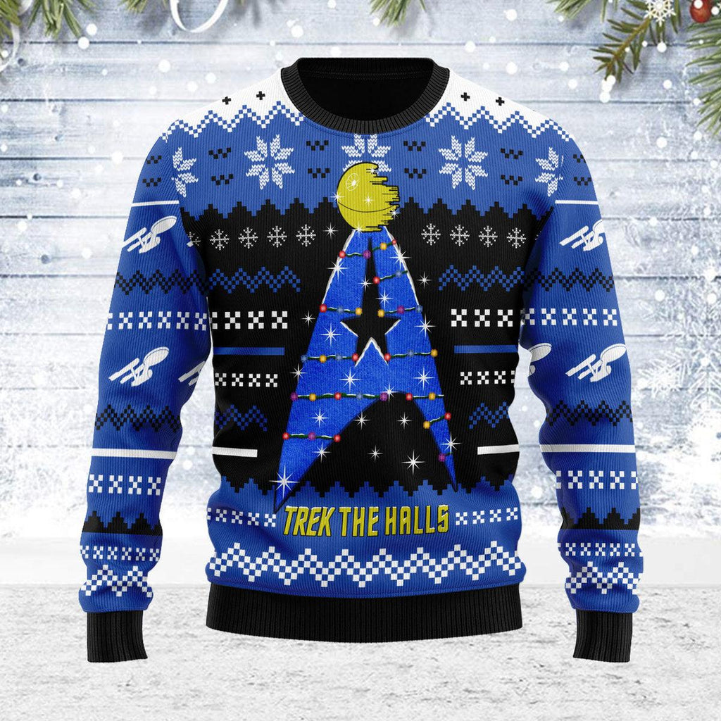 Christmas Sweater Star Trek The Halls Blue - CustomsPig.com