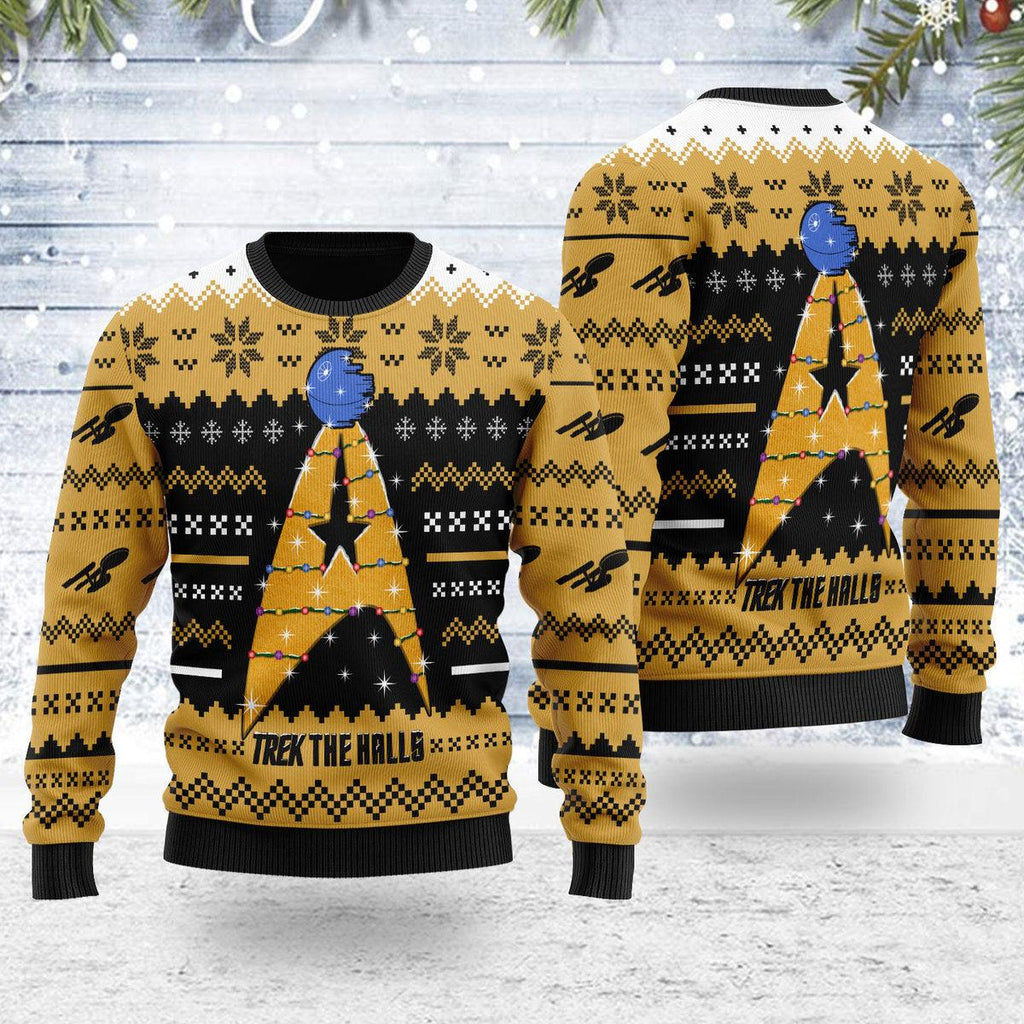 Christmas Sweater Star Trek The Halls Orange - CustomsPig.com