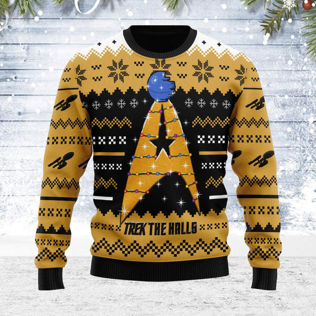 Christmas Sweater Star Trek The Halls Orange - CustomsPig.com