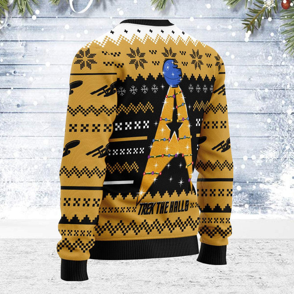 Christmas Sweater Star Trek The Halls Orange - CustomsPig.com