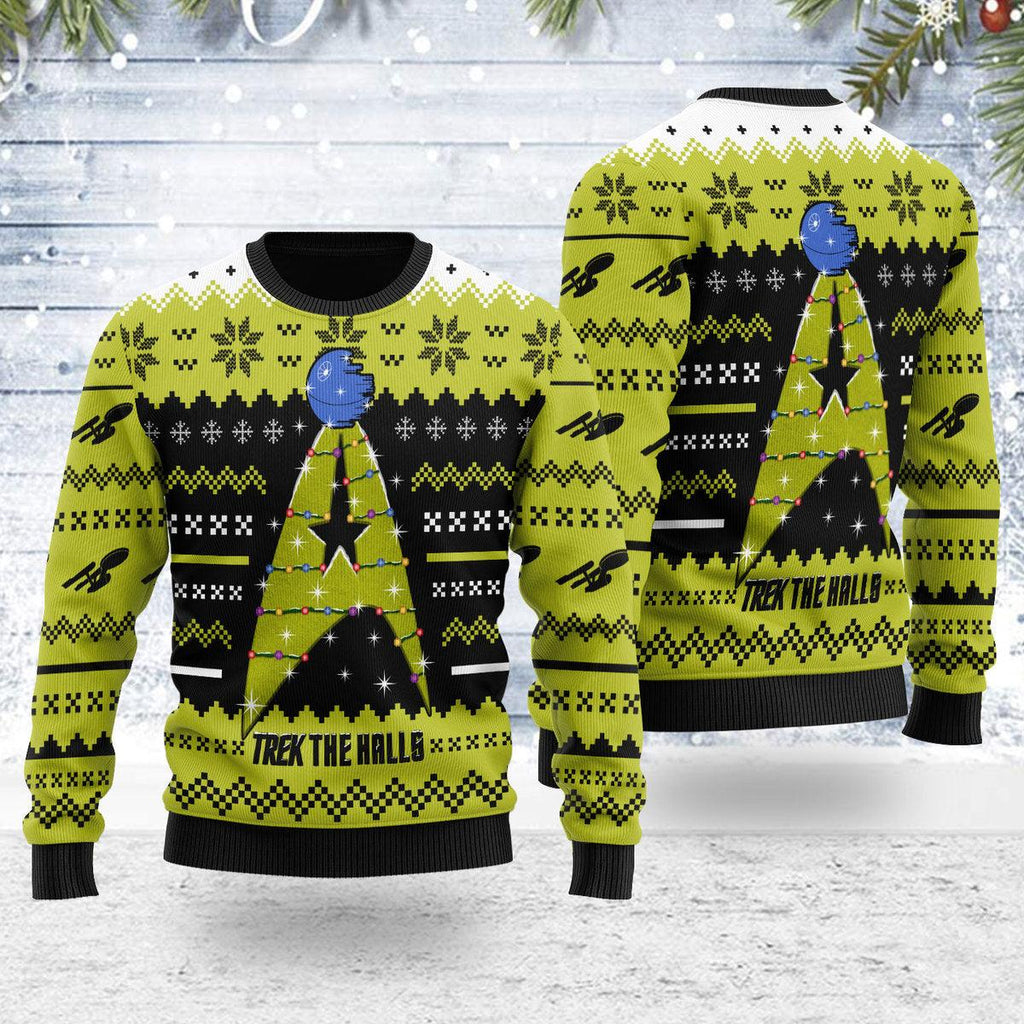 Christmas Sweater Star Trek The Halls Yellow - CustomsPig.com