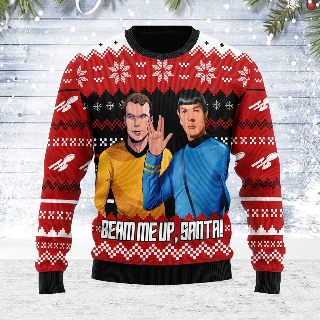 Christmas Wool Sweater Beam Me Up Santa - CustomsPig.com